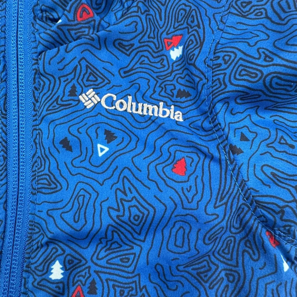Columbia Boys Blue Topographic Omni-Wick Hooded‎ Windbreaker Jacket 3-6 Months